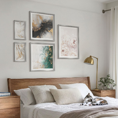 Set of 5 wall art pieces Floral accents abstract elegance