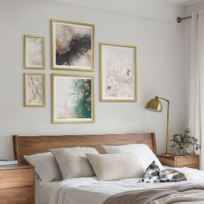 Set of 5 wall art pieces Floral accents abstract elegance