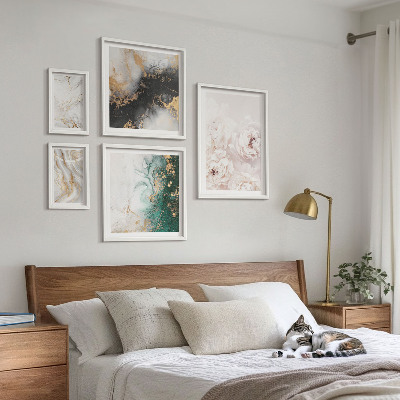 Set of 5 wall art pieces Floral accents abstract elegance