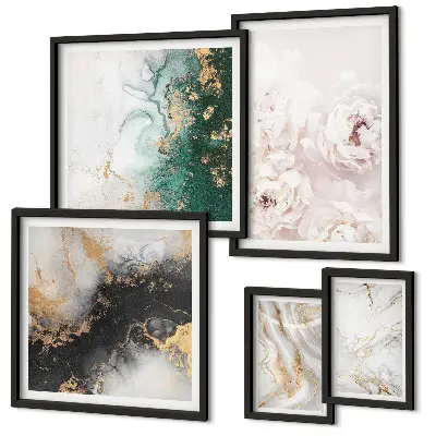 Floral Accents Abstract Elegance Wall Art set of 5 pieces