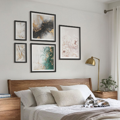Set of 5 wall art pieces Floral accents abstract elegance