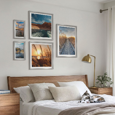 Framed photo set Landscapes water vegetation trail
