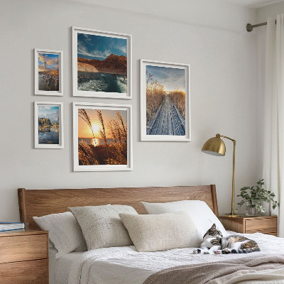Framed photo set Landscapes water vegetation trail