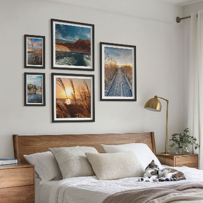 Framed photo set Landscapes water vegetation trail