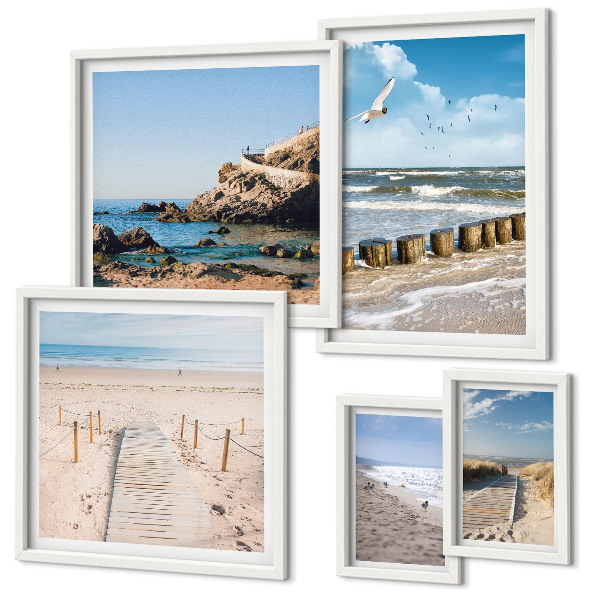 Set of 5 wall art pieces Seaside beach landscapes