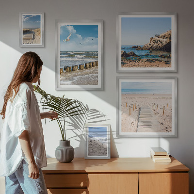Set of 5 wall art pieces Seaside beach landscapes