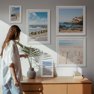 Set of 5 wall art pieces Seaside beach landscapes