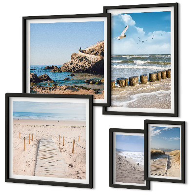 Set of 5 wall art pieces Seaside beach landscapes
