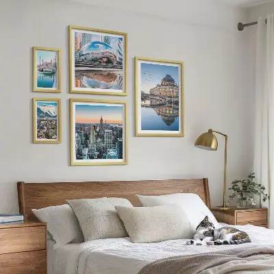 Framed photo set featuring urban landscapes, architecture, and nature