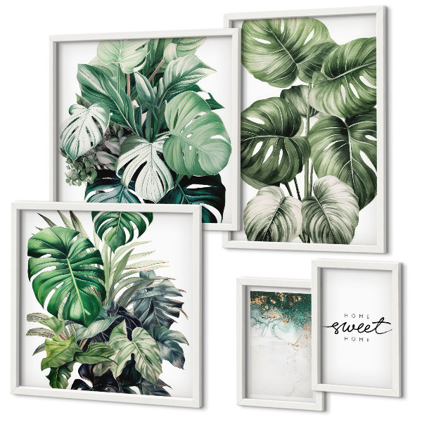 Set of 5 wall art pieces Modern plant motifs