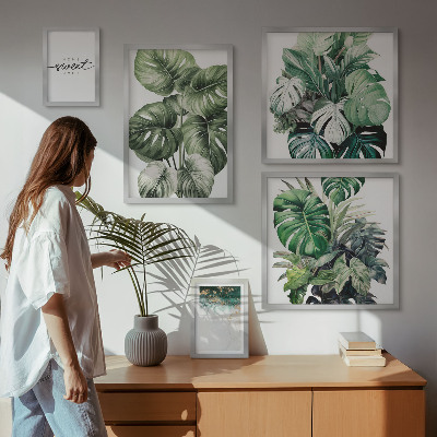 Set of 5 wall art pieces Modern plant motifs