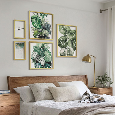 Set of 5 wall art pieces Modern plant motifs