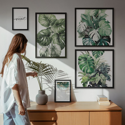 Set of 5 wall art pieces Modern plant motifs