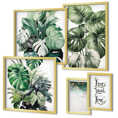 Gallery wall Plant motifs quotes abstraction