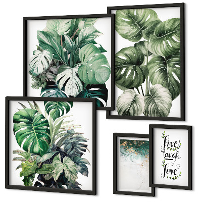Gallery wall Plant motifs quotes abstraction