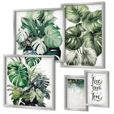 Gallery wall Plant motifs quotes abstraction