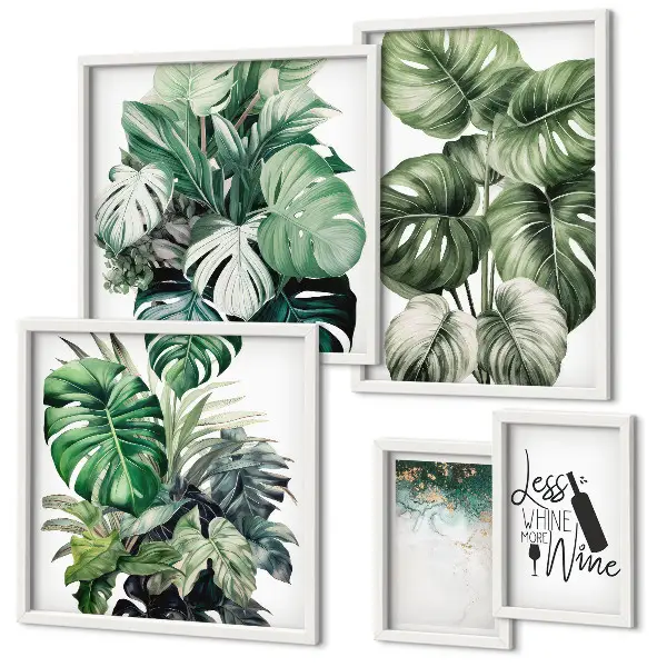 Abstract plant quote framed photo set 