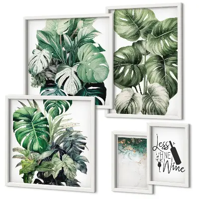 Abstract plant quote framed photo set 