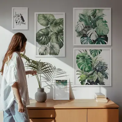 Abstract plant quote framed photo set 