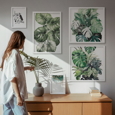 Framed photo set Abstract plant quotes