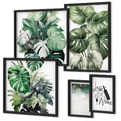 Abstract plant quote framed photo set 