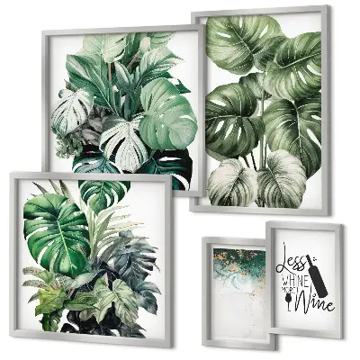 Abstract plant quote framed photo set 