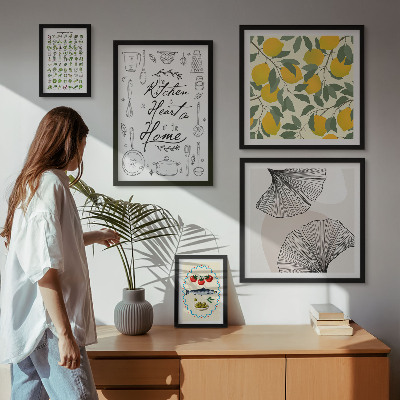 Set of 5 wall art pieces Stylish kitchen inspirations