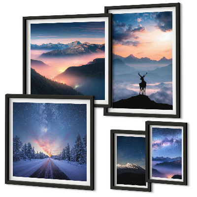 Gallery wall Mountain landscapes at night