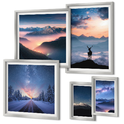 Gallery wall Mountain landscapes at night