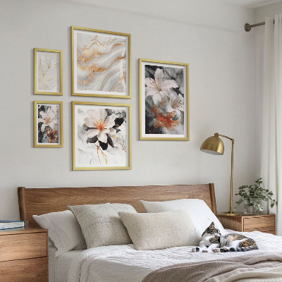 Framed photo set Floral marble background elegance