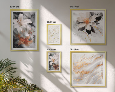 Framed photo set Floral marble background elegance
