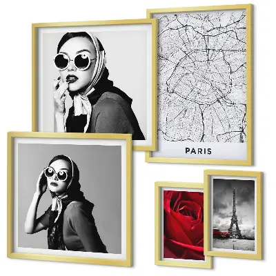 5 Piece Paris Fashion Wall Art Set stylish Parisian chic accents