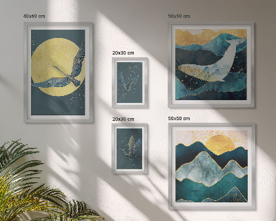 Framed photo set Birds mountains modern style