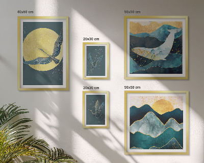 Framed photo set Birds mountains modern style