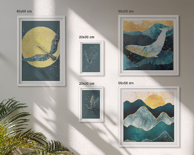 Framed photo set Birds mountains modern style