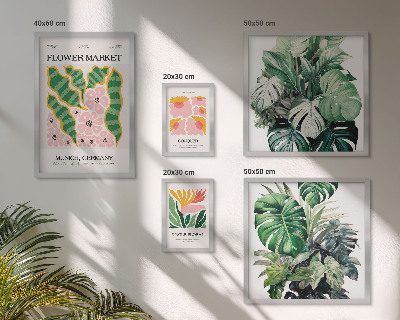 Set of 5 wall art pieces Plant motifs boho flowers