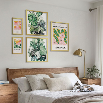 Set of 5 wall art pieces Plant motifs boho flowers