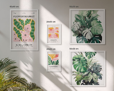 Set of 5 wall art pieces Plant motifs boho flowers
