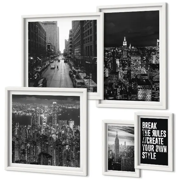 New York City black and white framed photo set set of views
