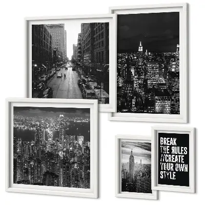 New York City black and white framed photo set set of views