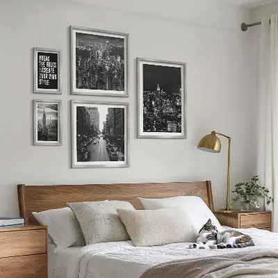 New York City black and white framed photo set set of views