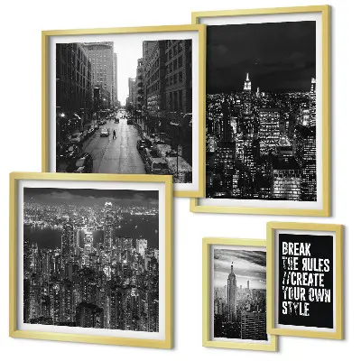 New York City black and white framed photo set set of views