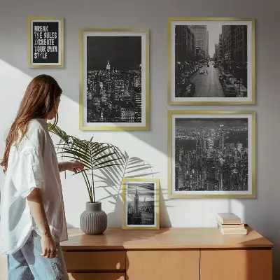 New York City black and white framed photo set set of views