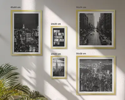 New York City black and white framed photo set set of views