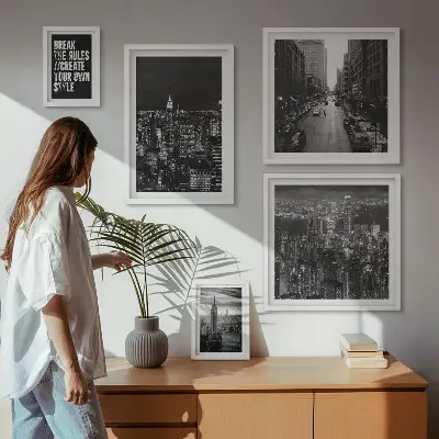 New York City black and white framed photo set set of views