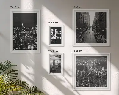 New York City black and white framed photo set set of views