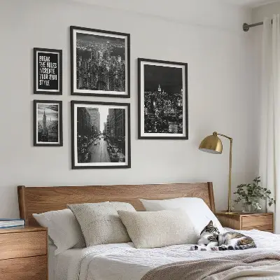 New York City black and white framed photo set set of views