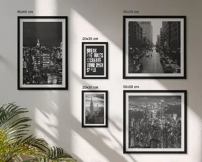 New York City black and white framed photo set set of views