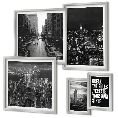 New York City black and white framed photo set set of views