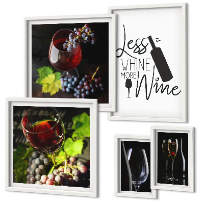 Framed photo set Stylish wine and accessories